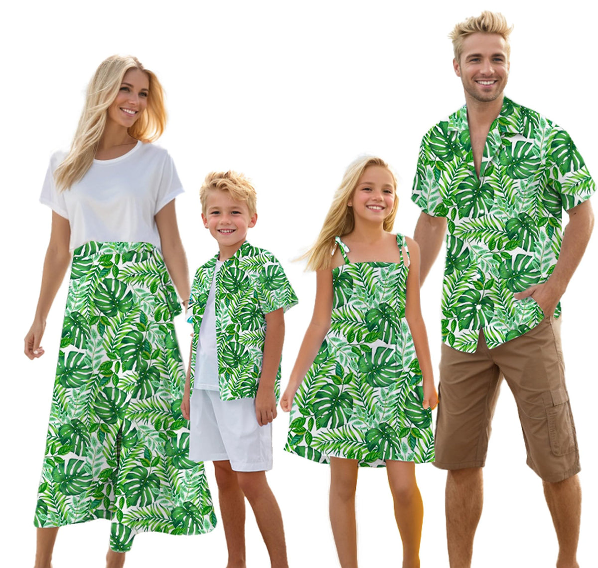 Cromoncent Matching Hawaiian Outfits for Family, Dad and Son Matching Luau Beach Tropical Shirts Mommy Daughter Tropical Sets
