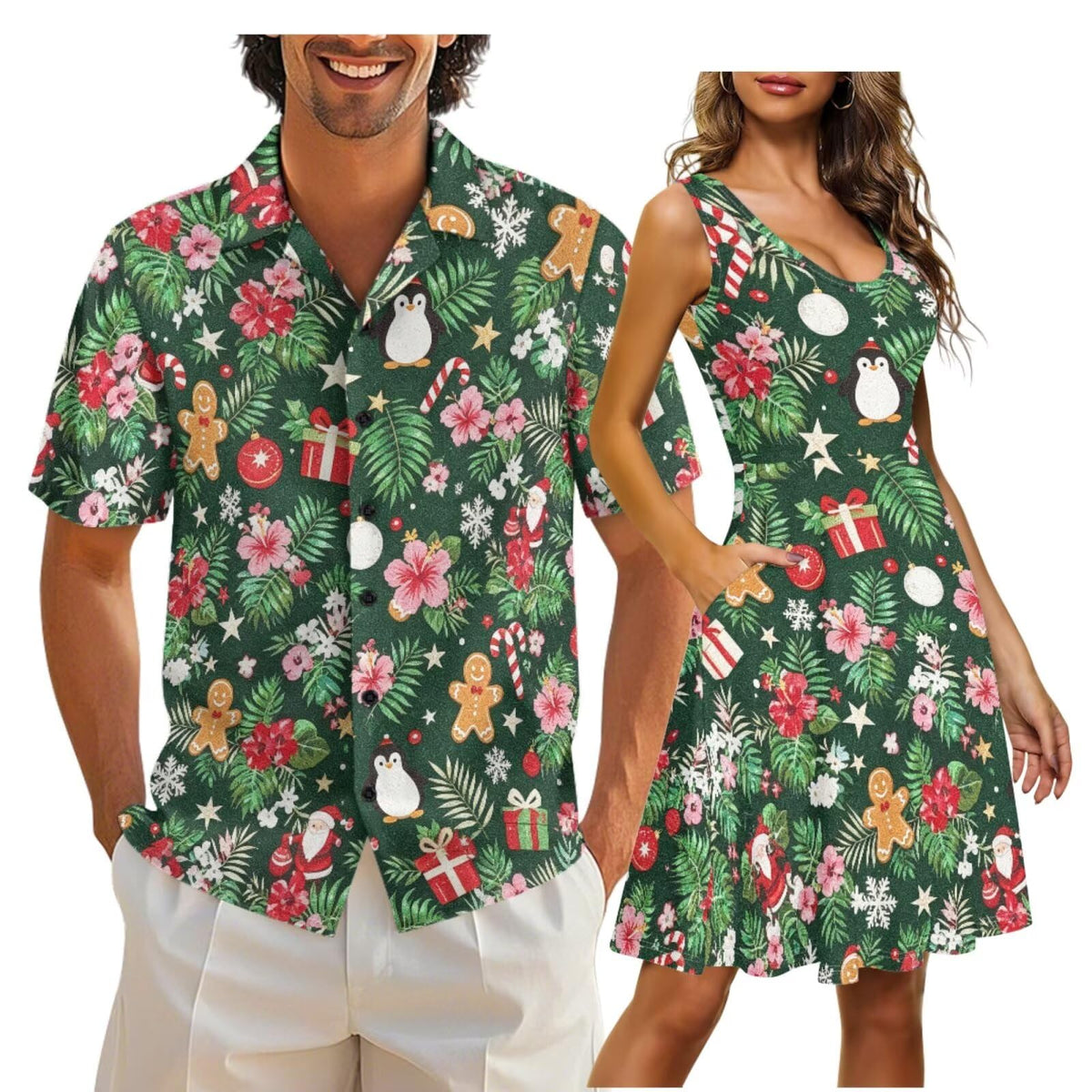Cozeyat Independence Day Matching Outfits for Couples Mens Short Sleeve Button Down Shirts Womens Sleeveless Dress