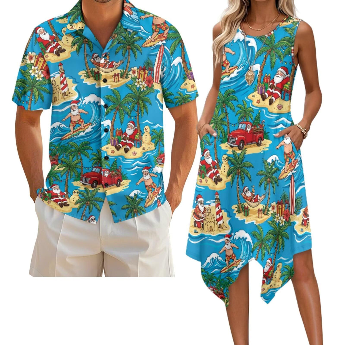 Belidome Couples Matching Outfits Husband and Wife Clothes Sleeveless Dress Button Down Short Sleeve Shirts