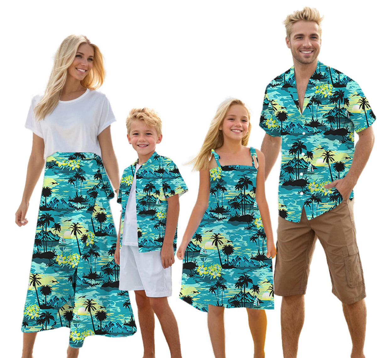 Cromoncent Matching Hawaiian Outfits for Family, Dad and Son Matching Luau Beach Tropical Shirts Mommy Daughter Tropical Sets