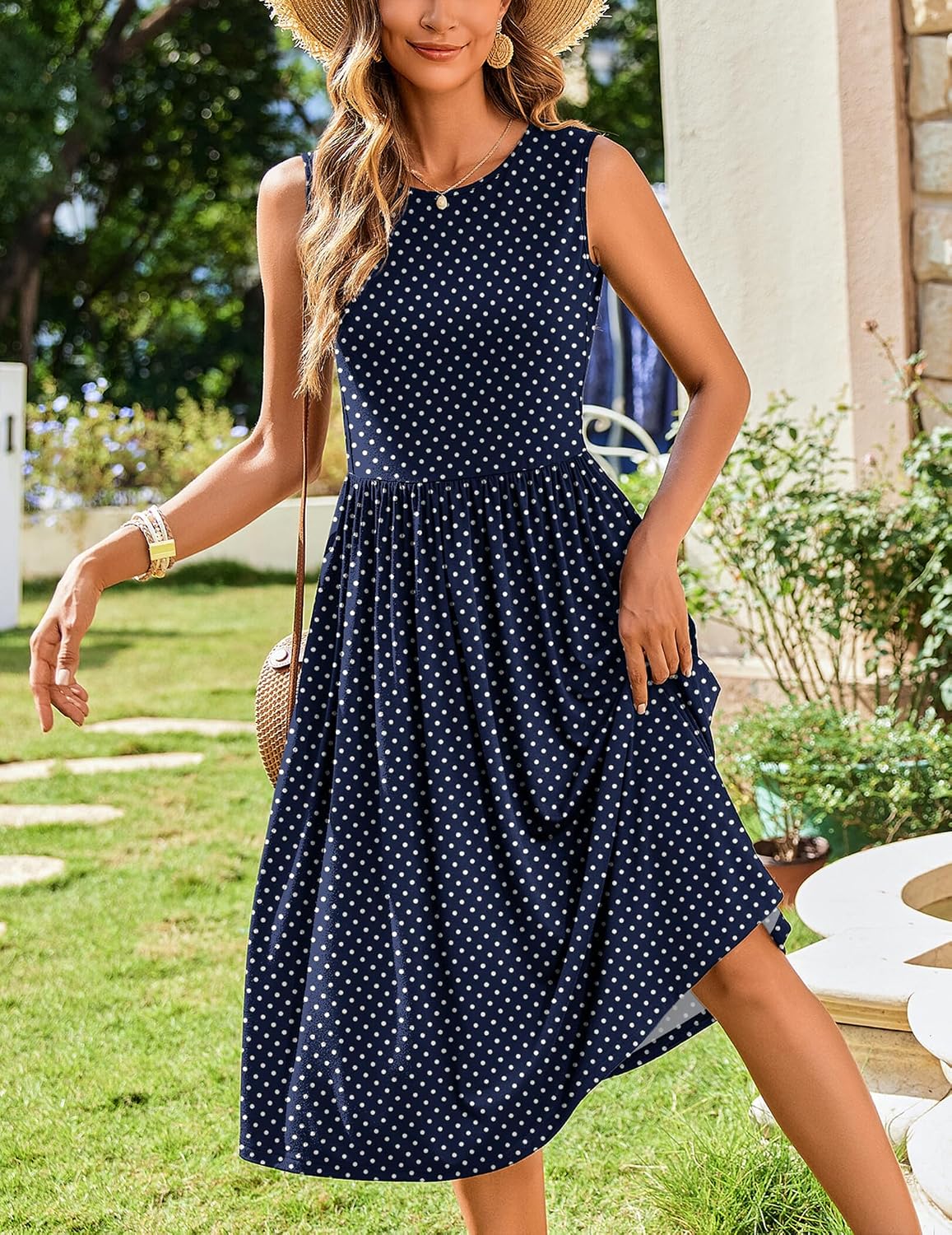 Zeagoo Women's Summer Tank Midi Dress with Pockets Floral Sleeveless A-Line Casual Loose T-Shirt Dresses Beach Sundress 2026