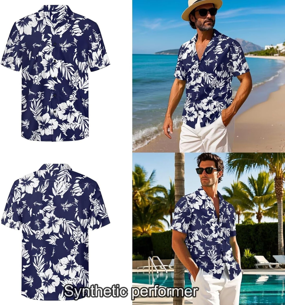 His and Hers Matching Hawaiian Outfits Mens Button Down Shirt Flowy Tiered Midi Dress