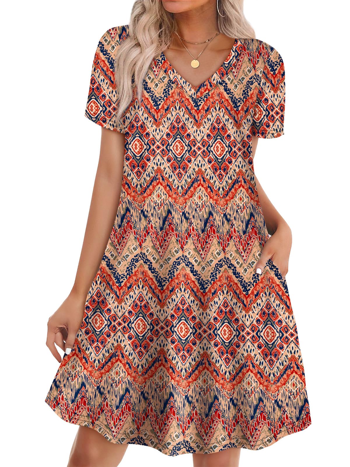 WIHOLL Boho Summer Dresses for Women Casual Loose T Shirt Dress with Pockets Beach Vacation Outfits S-4XL