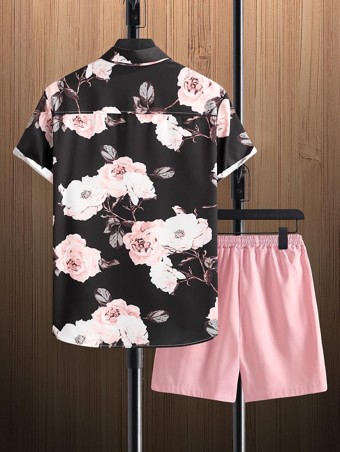 GORGLITTER Men's Beach Cruise Vacation Outfits Floral Shirt and Shorts Sets