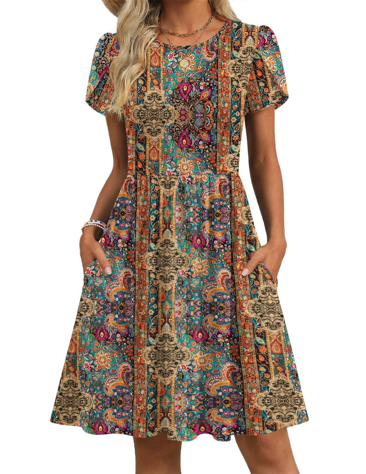 Zeagoo Women Summer Dress 2026 Short Sleeve Aline Mini Dresses with Pockets Casual Swing Tshirt Dress Vocation Beach Sundress