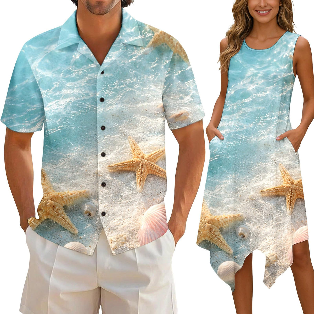 Matching Hawaiian Outfits for Couples Beach Vacation Tropical Print Women