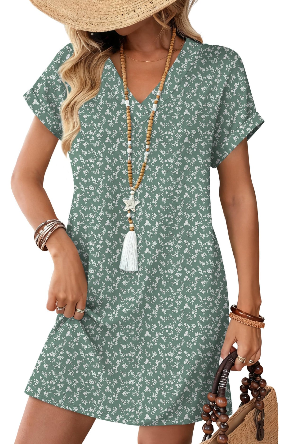 WIHOLL Summer Dresses for Women Casual Tshirt Dress Midi Dresses Fashion Beach Vacation Clothes