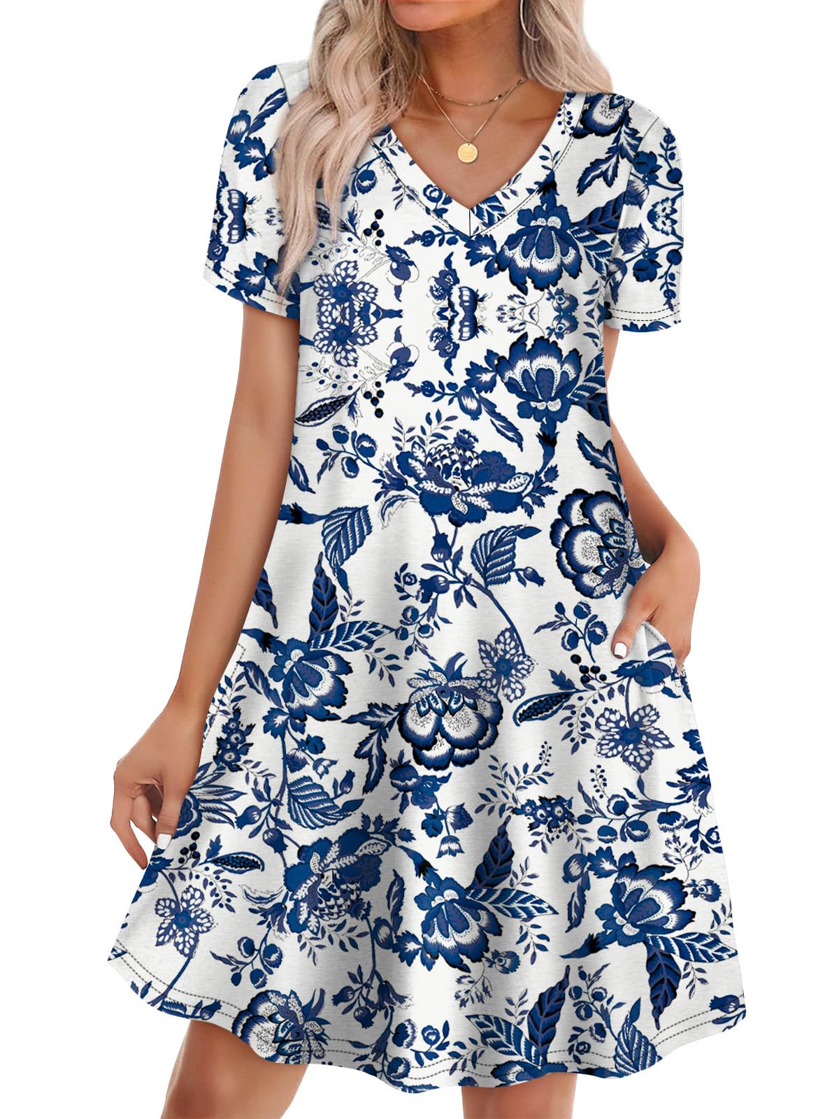 WIHOLL Boho Summer Dresses for Women Casual Loose T Shirt Dress with Pockets Beach Vacation Outfits S-4XL