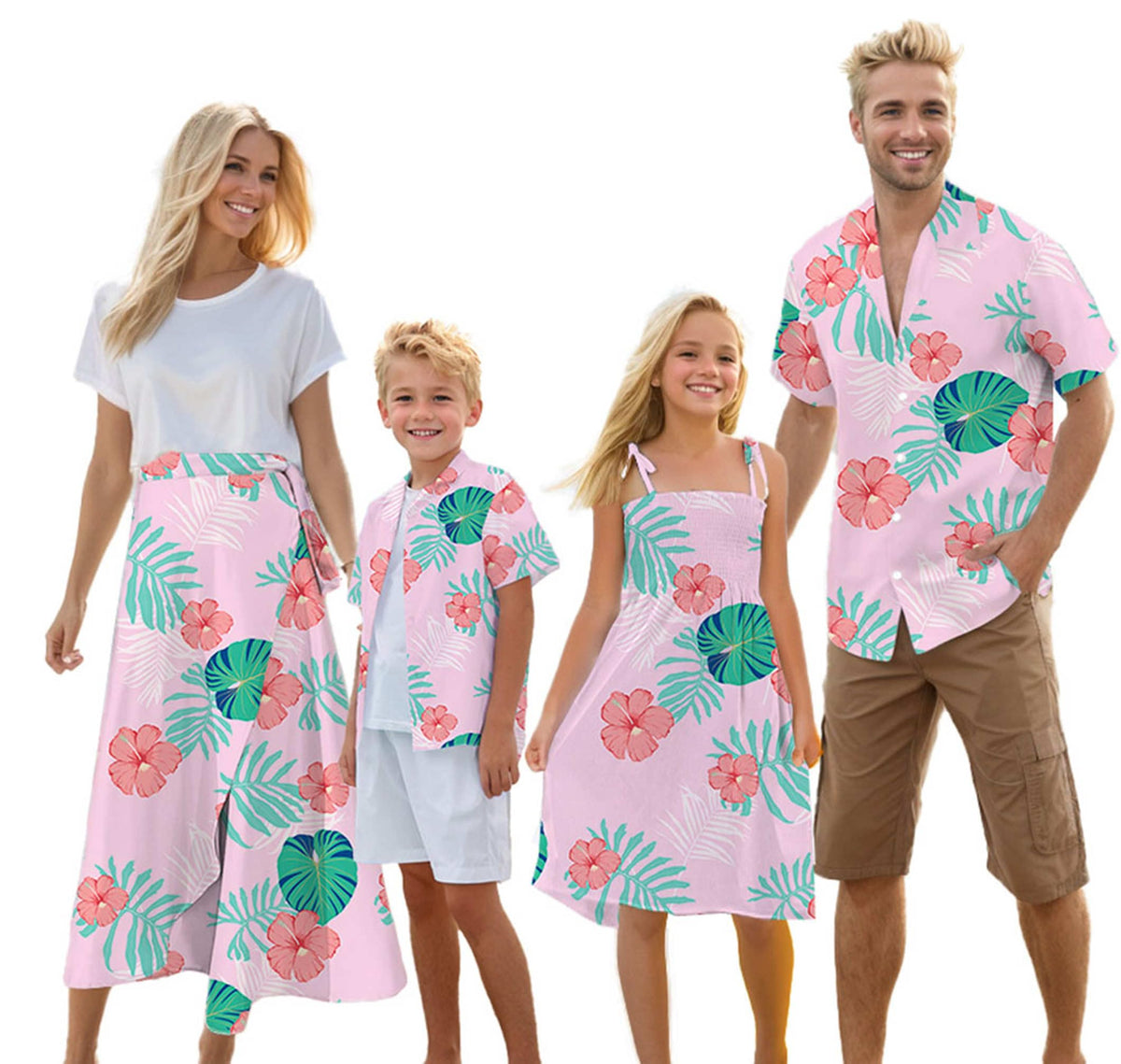 Cromoncent Matching Hawaiian Outfits for Family, Dad and Son Matching Luau Beach Tropical Shirts Mommy Daughter Tropical Sets