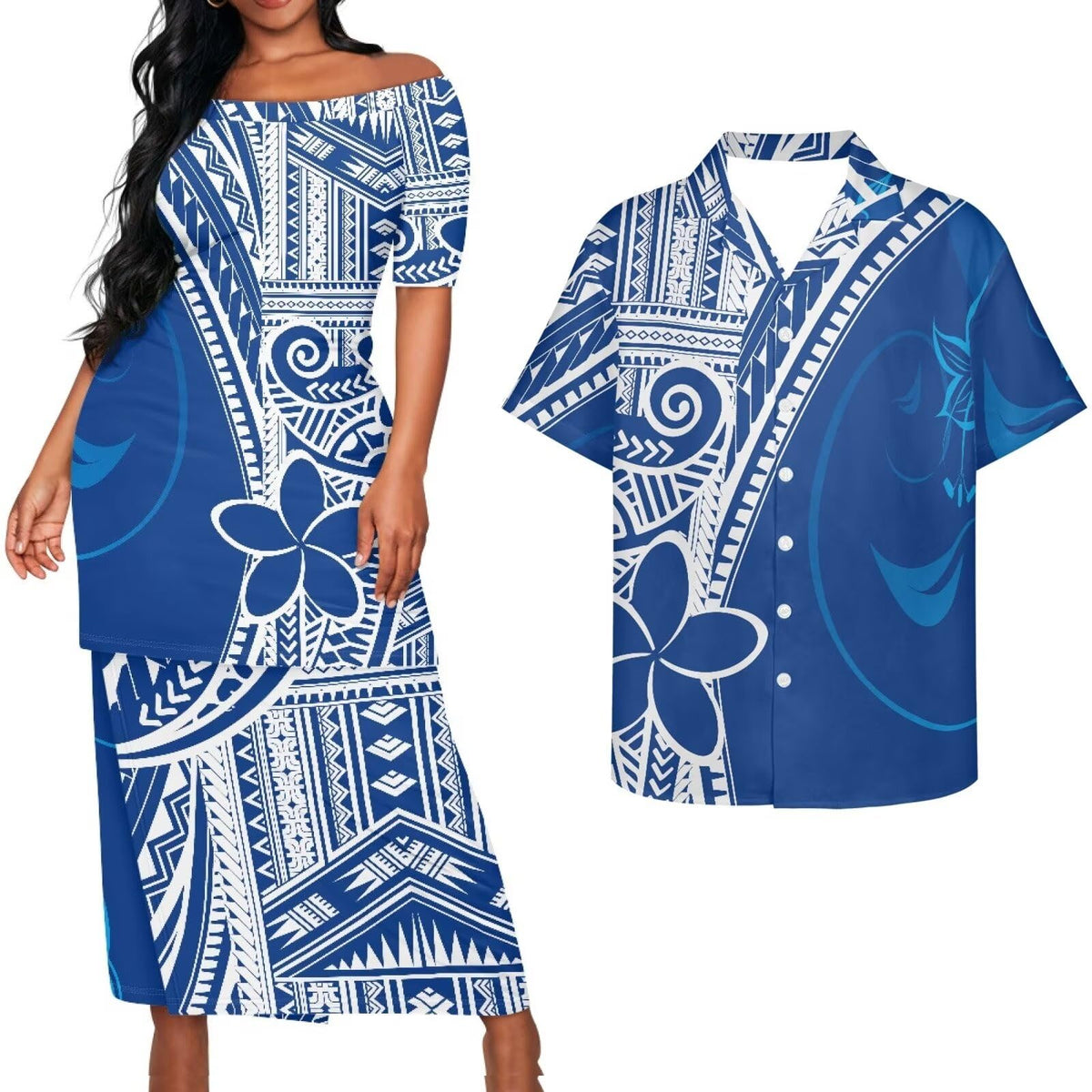 Samoa Couple Outfit Puletasi Samoa Dress Polynesian Shirts for Men Puletasi Samoan Traditional Dress Hawaiian