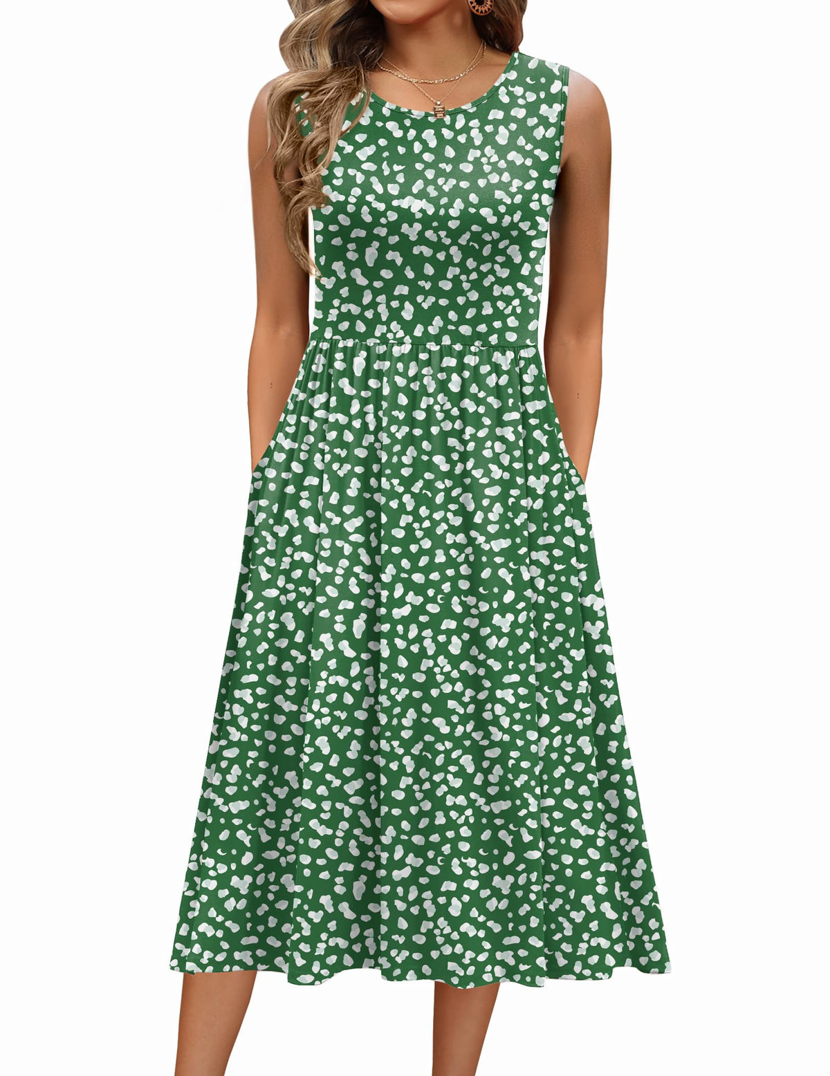 Zeagoo Women's Summer Tank Midi Dress with Pockets Floral Sleeveless A-Line Casual Loose T-Shirt Dresses Beach Sundress 2026