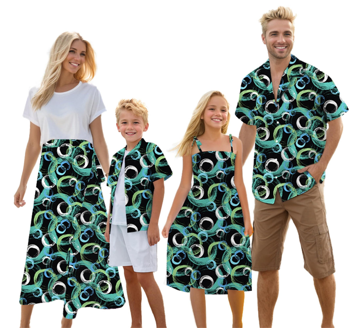 Cromoncent Matching Hawaiian Outfits for Family, Dad and Son Matching Luau Beach Tropical Shirts Mommy Daughter Tropical Sets