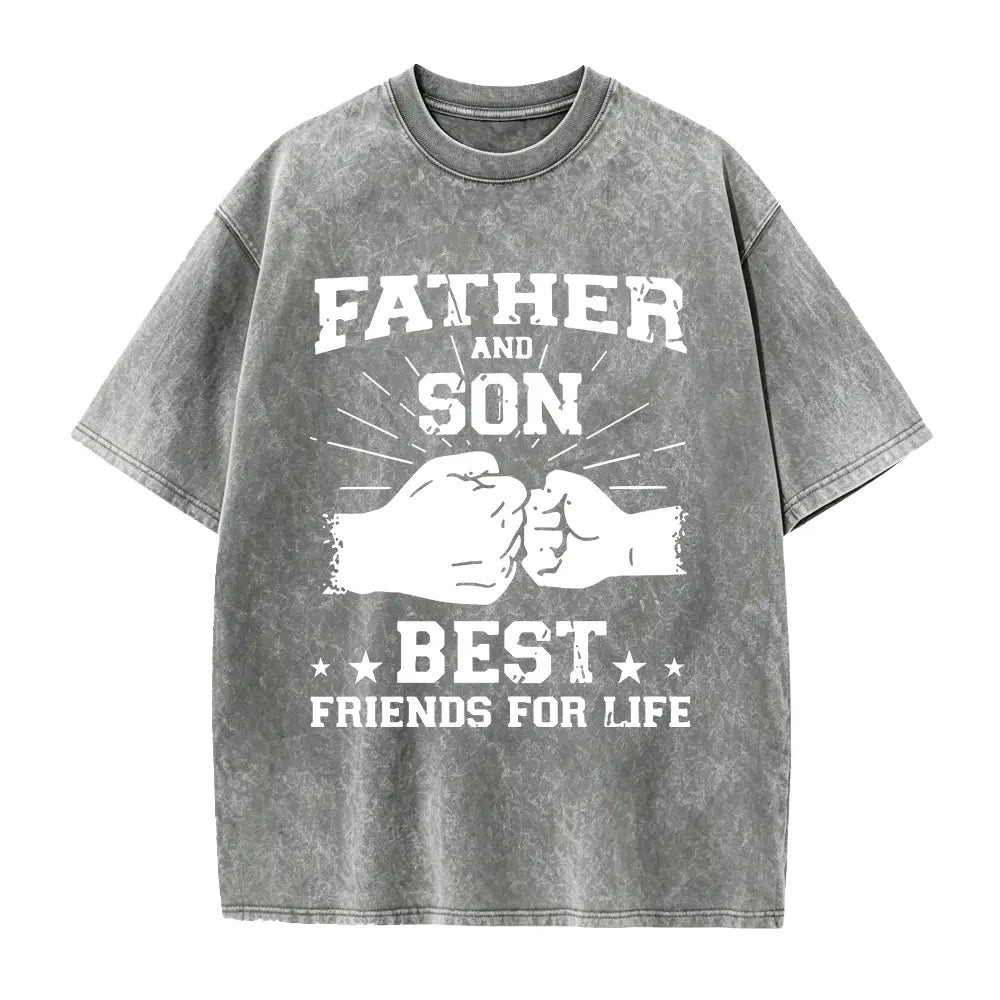 Women's Short-Sleeve T-Shirt - American Trendy Brand, Father-Son Friendship Word & Graffiti Letter Prints, Unisex High Street Style, Smooth Ribbed Seamless Fabric,sohochic