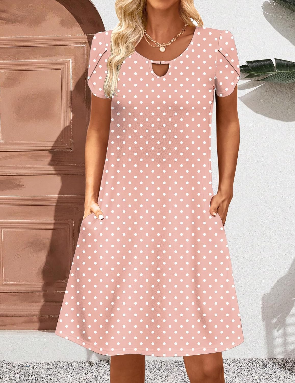 Zeagoo Women's Casual A-Line Dresses with Pockets Summer Floral Tshirt Dress Short Sleeve Mini Dress Flowy Sundresses