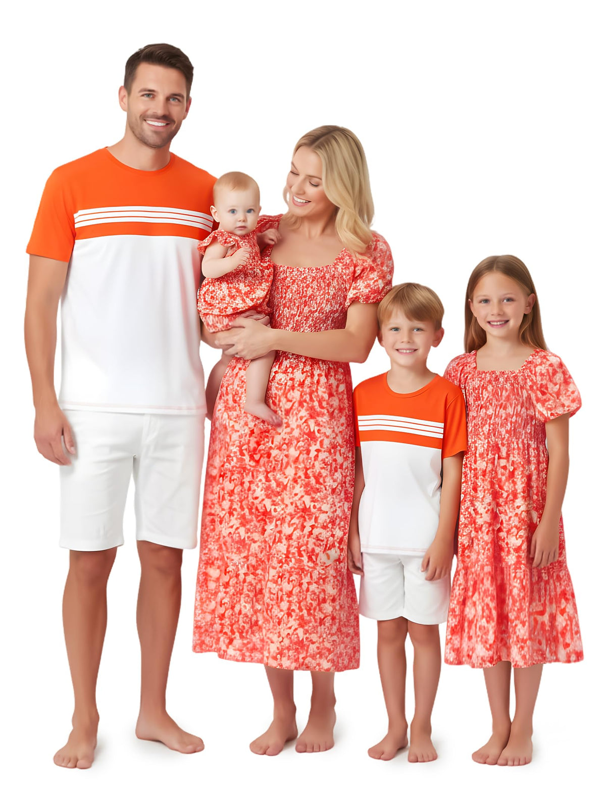 PATPAT Family Matching Outfits Mommy and Me Dresses Floral Dress & T-Shirts