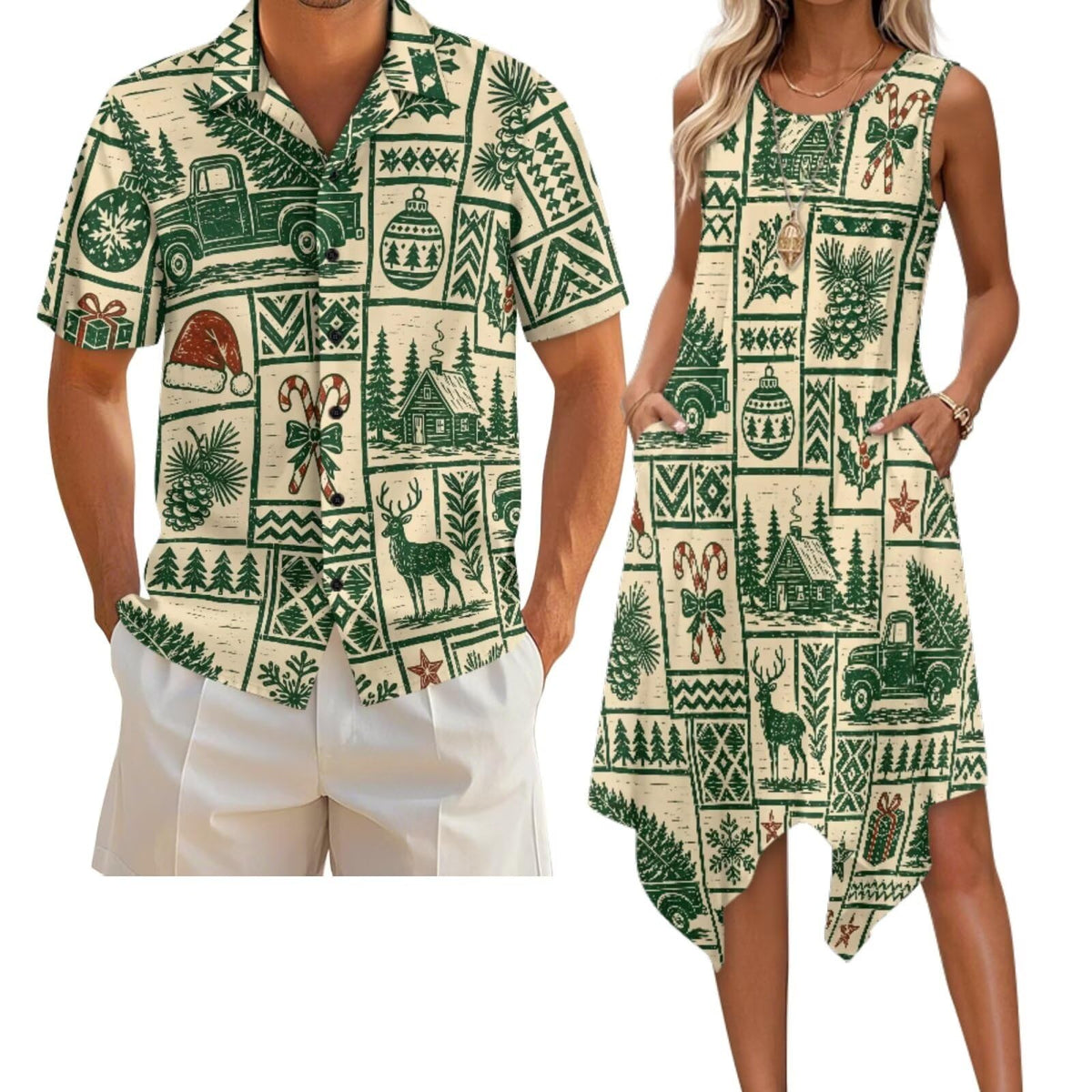 Belidome Couples Matching Outfits Husband and Wife Clothes Sleeveless Dress Button Down Short Sleeve Shirts