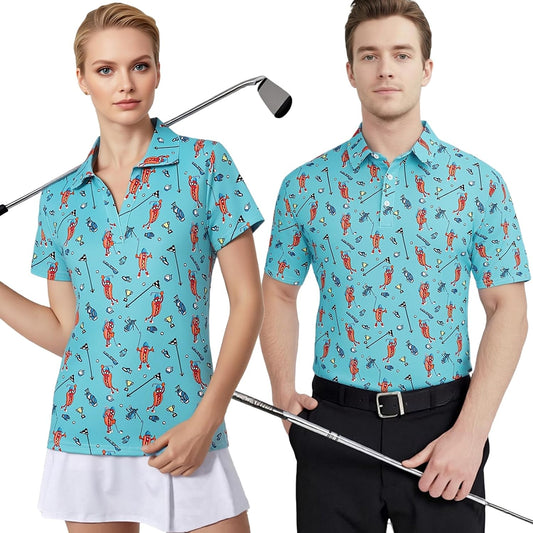 Matching Golf Shirts for Couples Funny Golf Polo Shirts for Men Women Couples Matching Outfits Short Sleeve Golf Polos