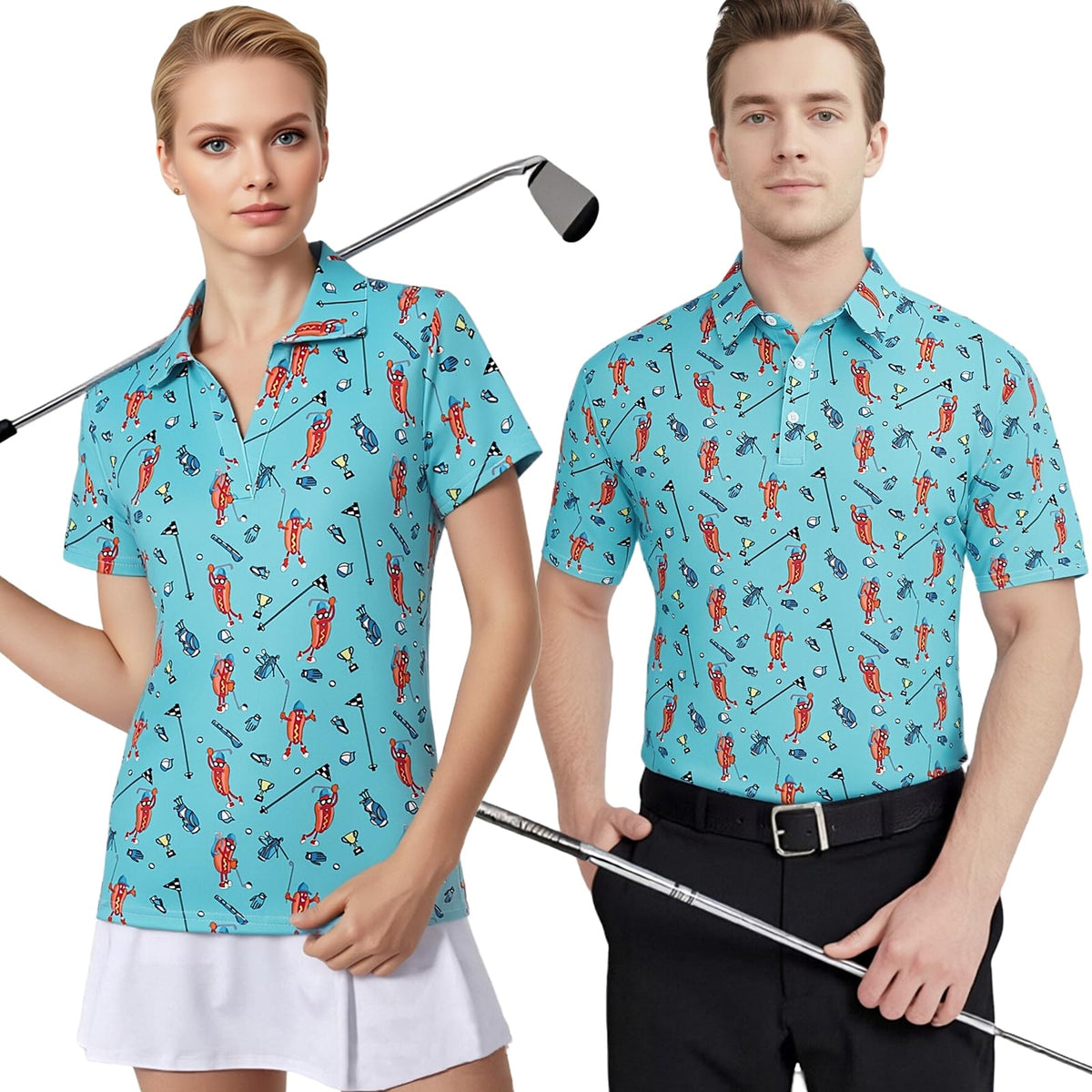 Matching Golf Shirts for Couples Funny Golf Polo Shirts for Men Women Couples Matching Outfits Short Sleeve Golf Polos