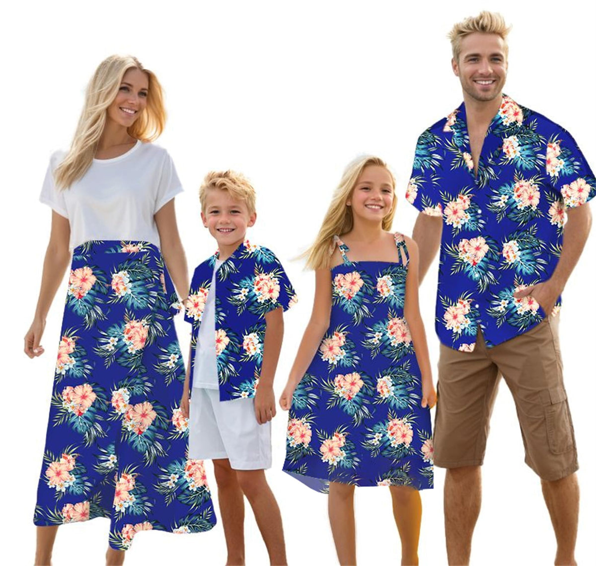 Cromoncent Matching Hawaiian Outfits for Family, Dad and Son Matching Luau Beach Tropical Shirts Mommy Daughter Tropical Sets