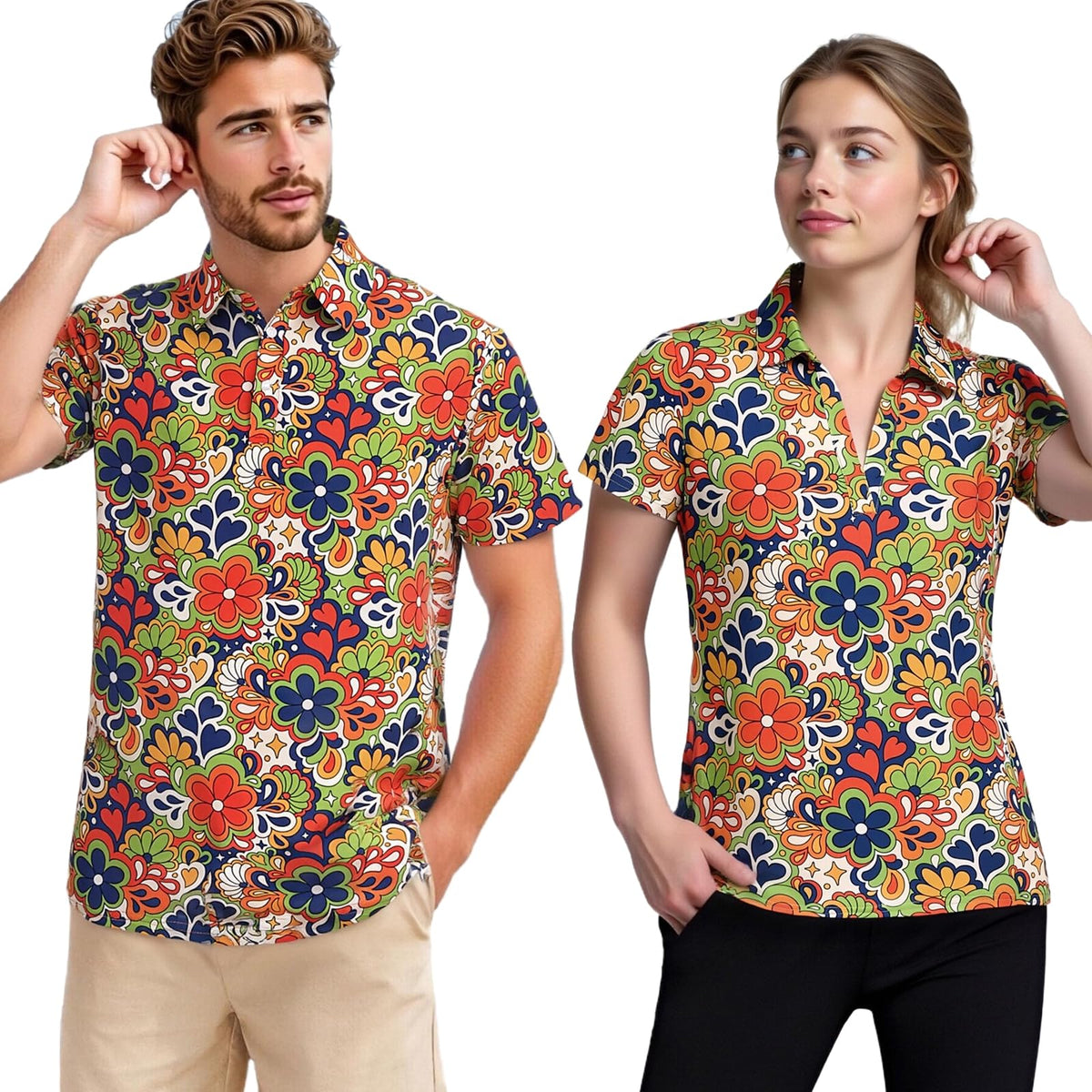 Matching Golf Shirts for Couples Funny Golf Polo Shirts for Men Women Crazy Fun Polo Shirts Couples Matching Outfits