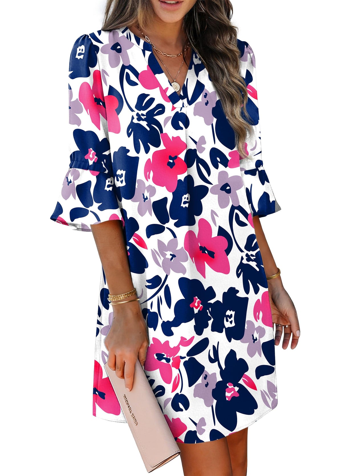 RUMIA Shift Dress for Women Ruffle Sleeve Loose Casual Dress