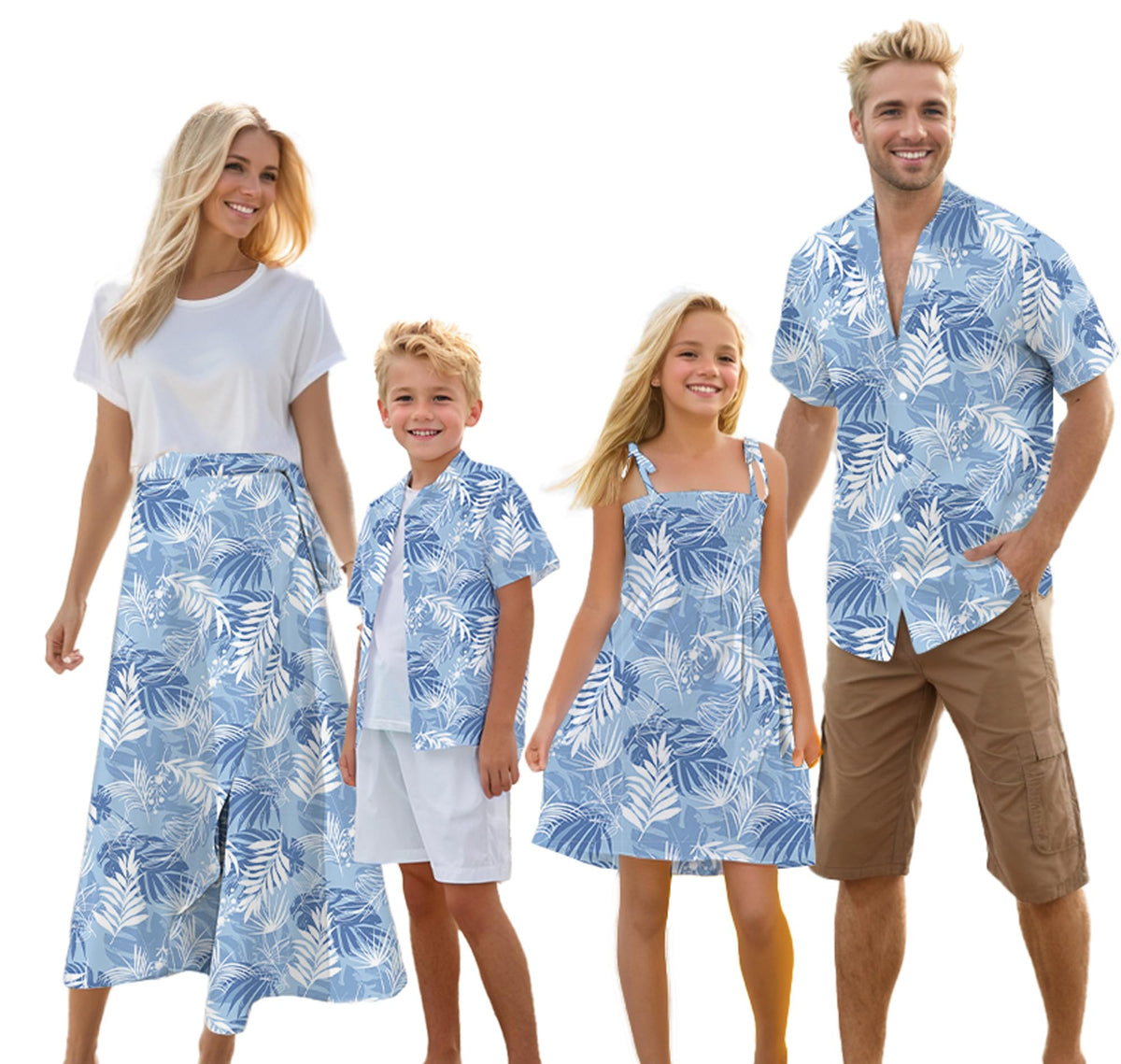 Cromoncent Matching Hawaiian Outfits for Family, Dad and Son Matching Luau Beach Tropical Shirts Mommy Daughter Tropical Sets