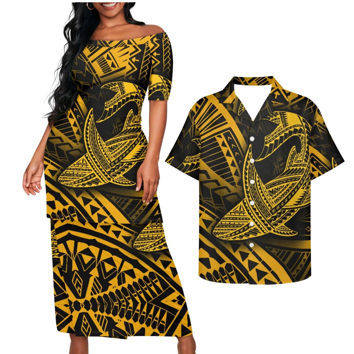 Samoa Couple Outfit Puletasi Samoa Dress Polynesian Shirts for Men Puletasi Samoan Traditional Dress Hawaiian