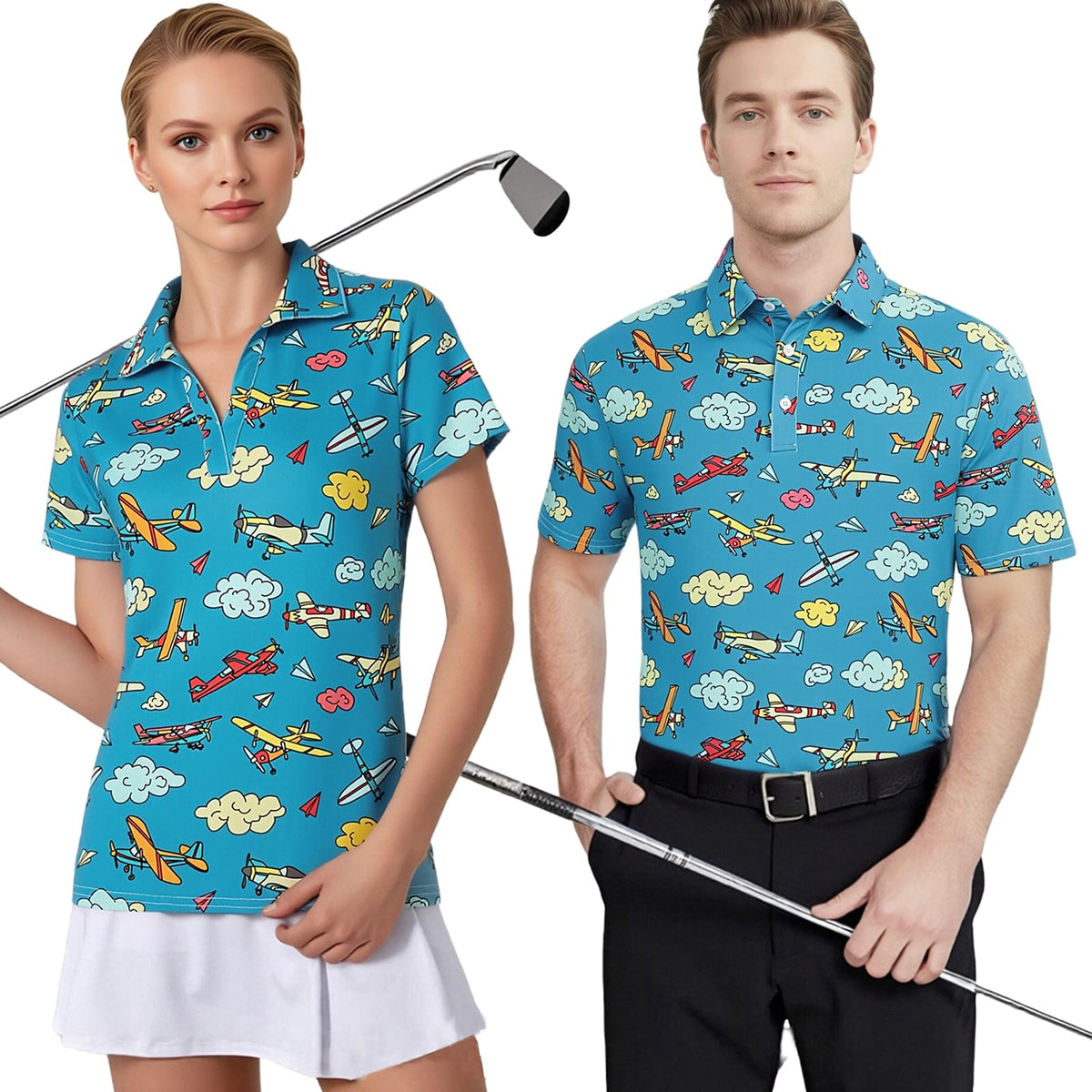 Matching Golf Shirts for Couples Funny Golf Polo Shirts for Men Women Couples Matching Outfits Short Sleeve Golf Polos