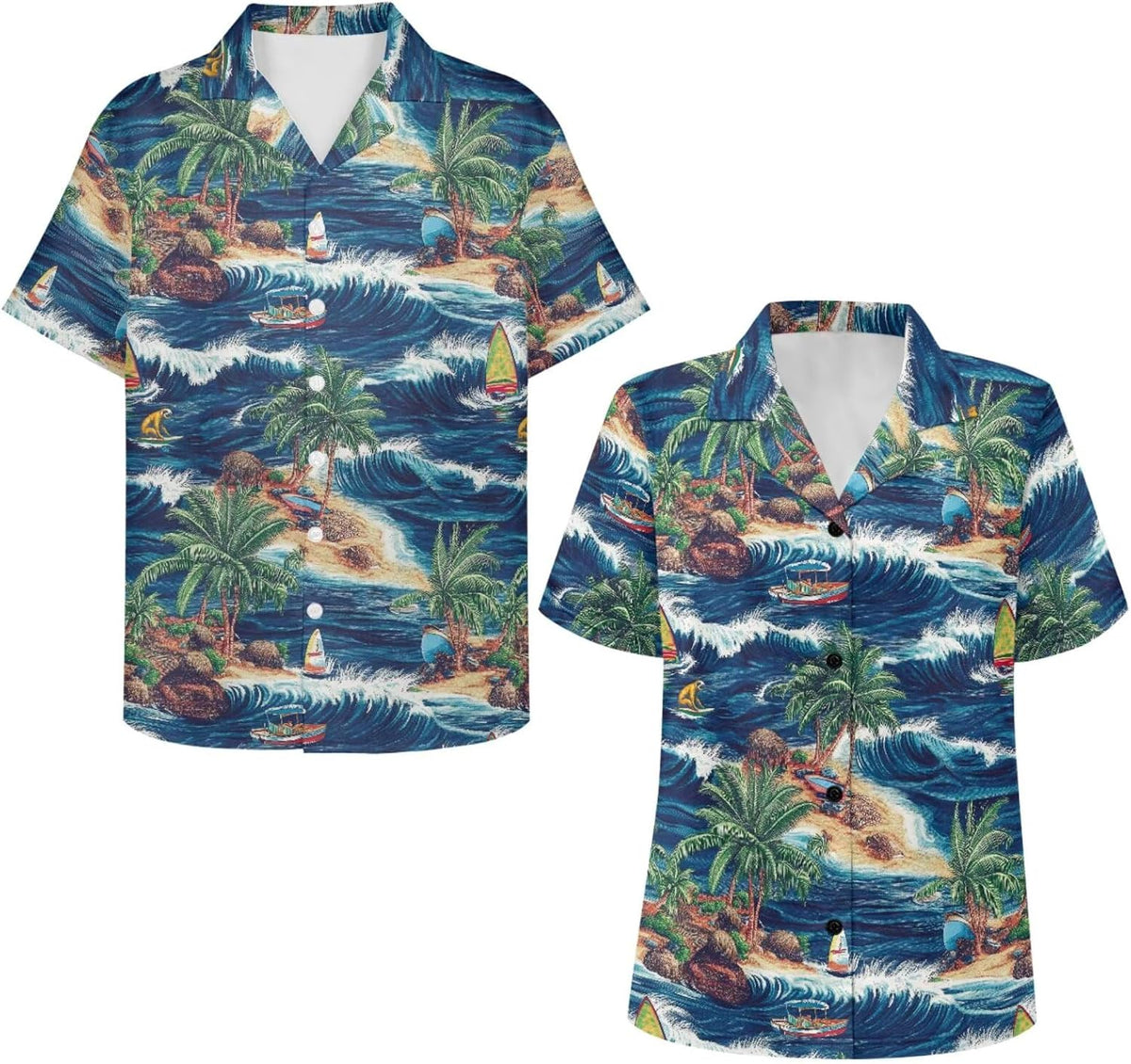 Hawaiian Couples Matching Shirt for Men Women Hawaii Outfit for Husband and Wife Beach Vacation Button Down Shirt