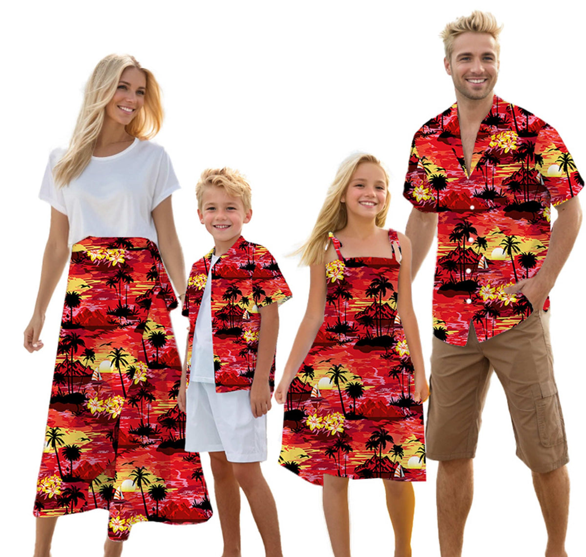 Cromoncent Matching Hawaiian Outfits for Family, Dad and Son Matching Luau Beach Tropical Shirts Mommy Daughter Tropical Sets