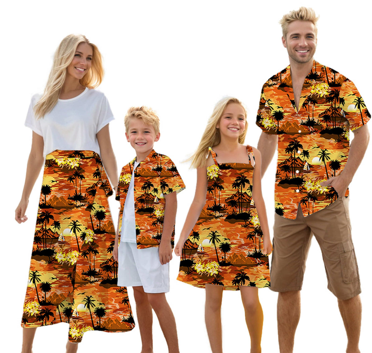 Cromoncent Matching Hawaiian Outfits for Family, Dad and Son Matching Luau Beach Tropical Shirts Mommy Daughter Tropical Sets