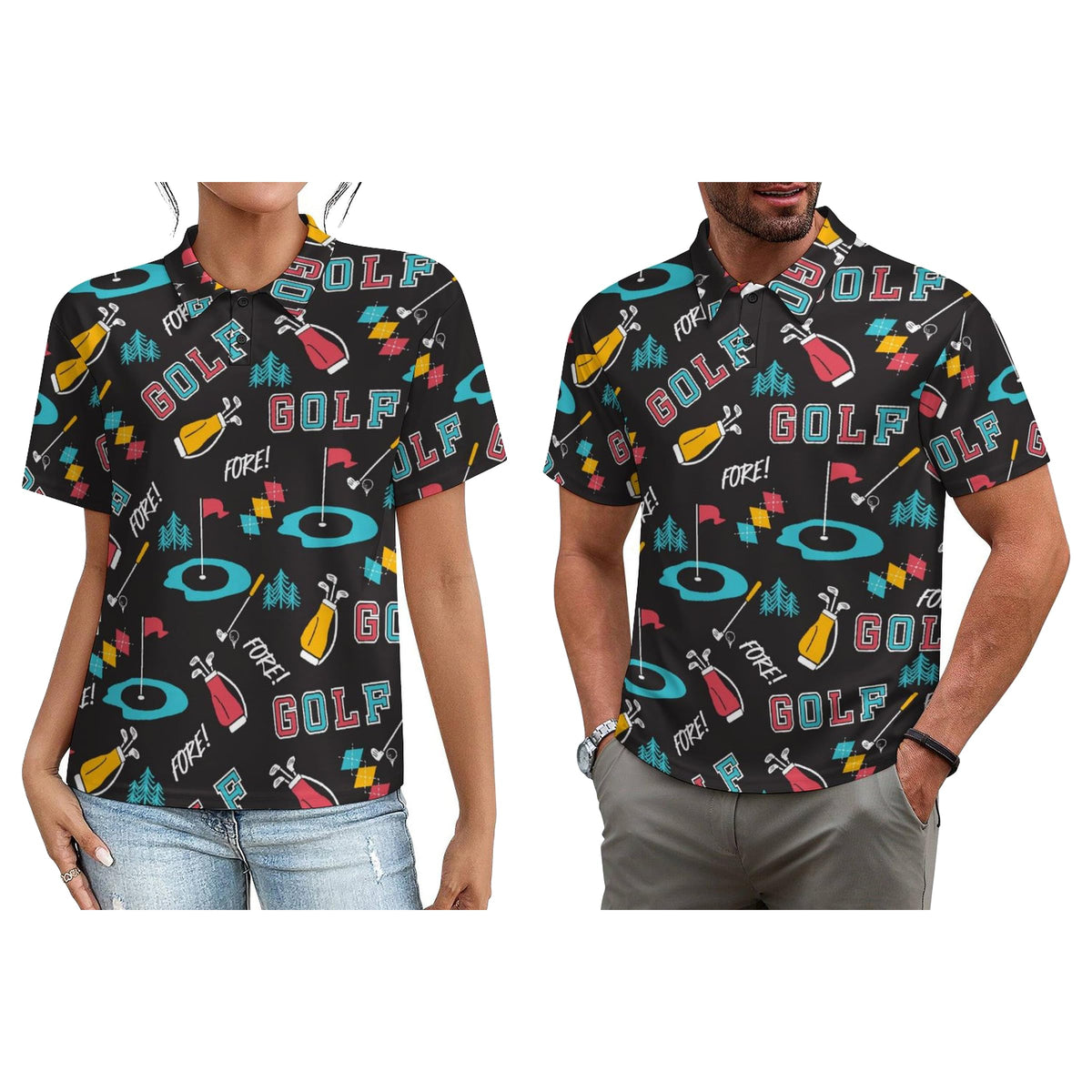 Matching Golf Shirts for Couples,Funny Golf Shirt for Men Women His and Hers Matching Outfits,Moisture-Wicking