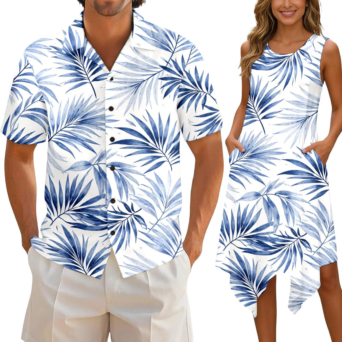 Matching Hawaiian Outfits for Couples Beach Vacation Tropical Print Women