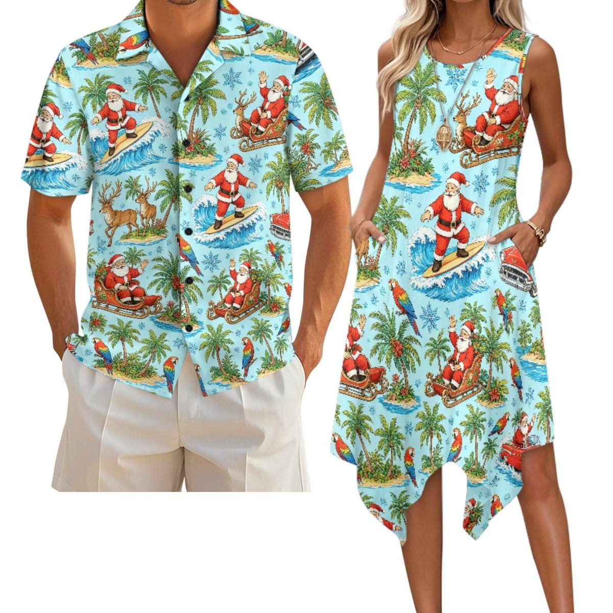 Belidome Couples Matching Outfits Husband and Wife Clothes Sleeveless Dress Button Down Short Sleeve Shirts