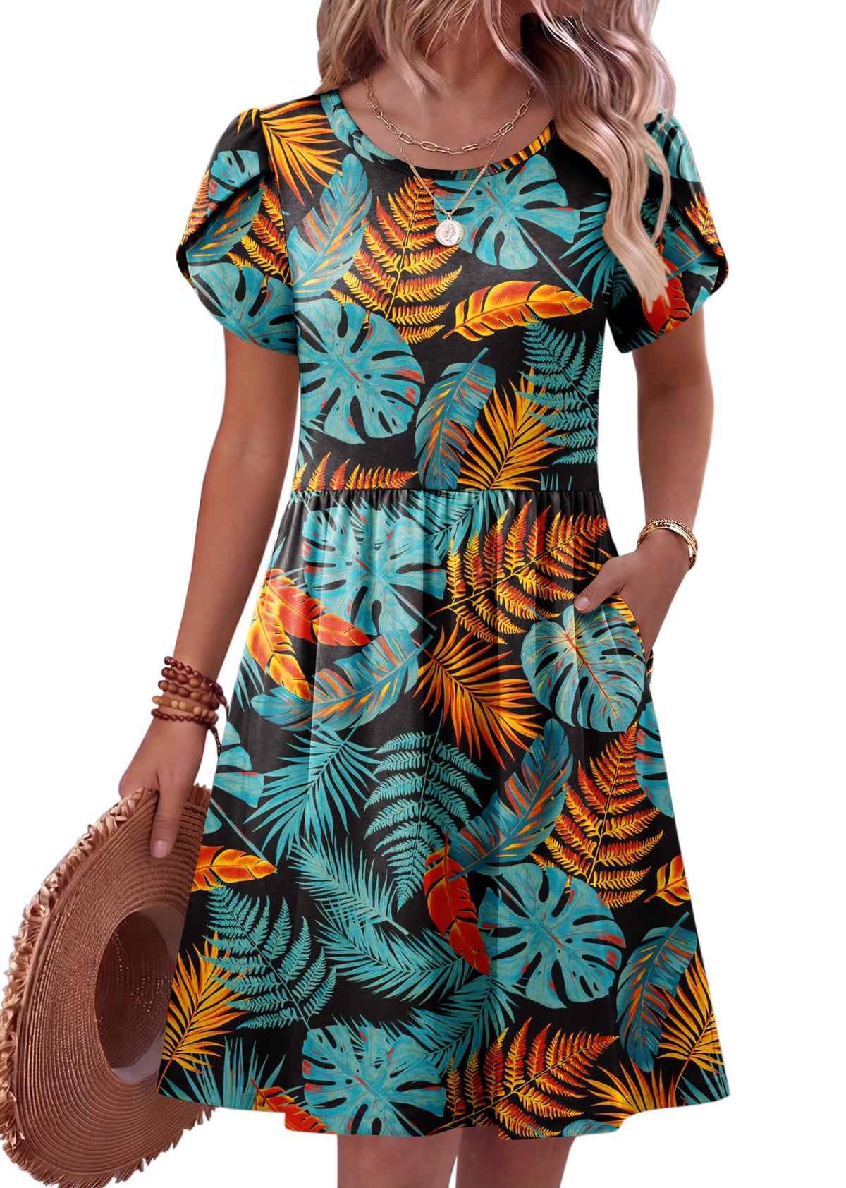 Zeagoo Women Summer Dress 2026 Short Sleeve Aline Mini Dresses with Pockets Casual Swing Tshirt Dress Vocation Beach Sundress