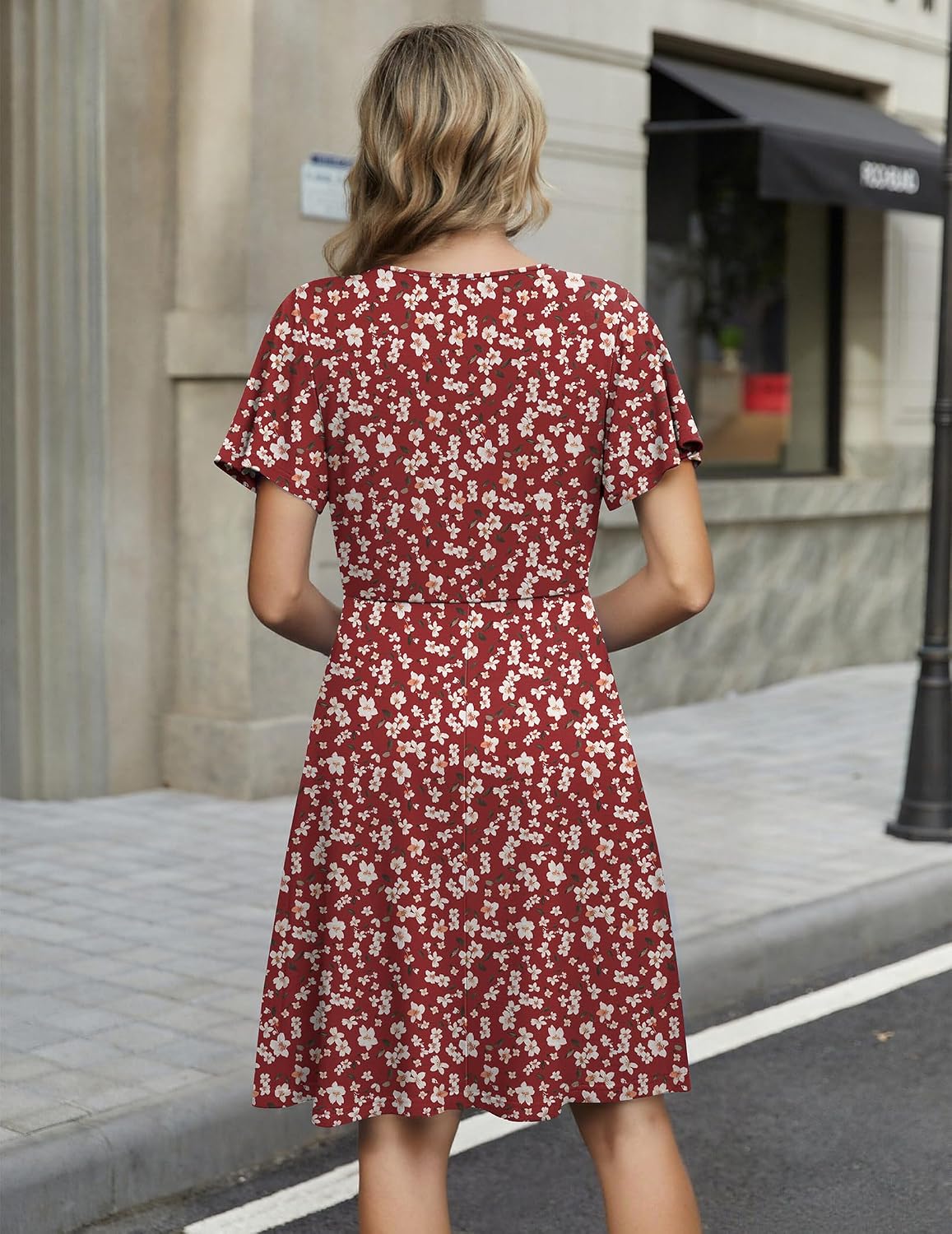 Zeagoo Womens Summer Dresses Wrap V Neck Dress Floral A-Line Ruffle Sleeve Casual Sundress with Pockets 2026