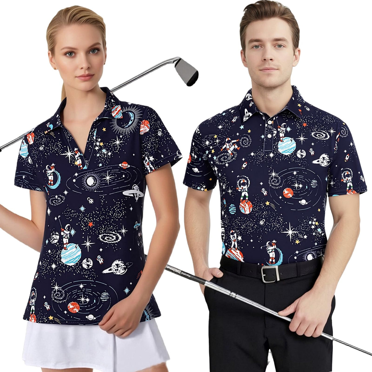 Matching Golf Shirts for Couples Funny Golf Polo Shirts for Men Women Couples Matching Outfits Short Sleeve Golf Polos
