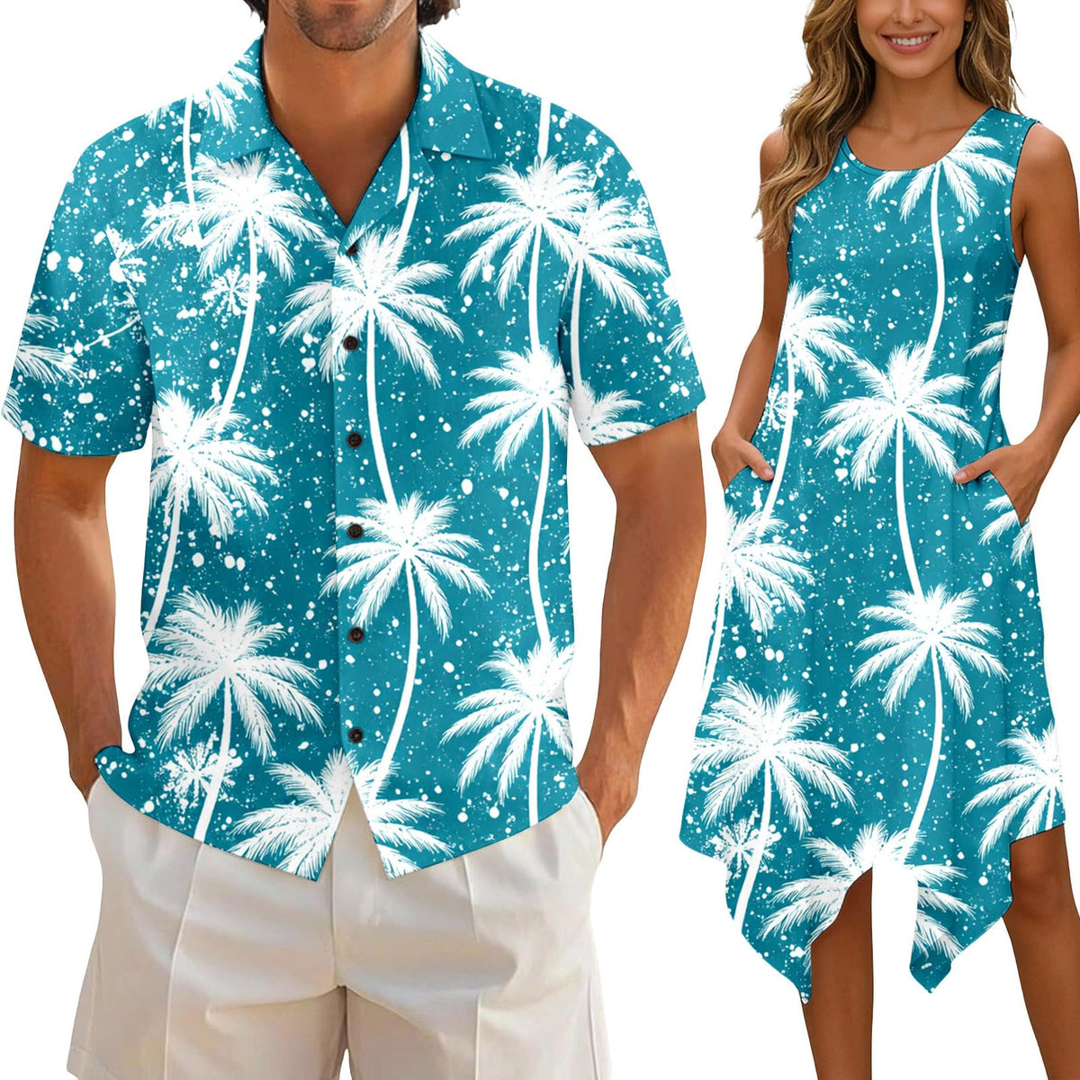 Matching Hawaiian Outfits for Couples Beach Vacation Tropical Print Women