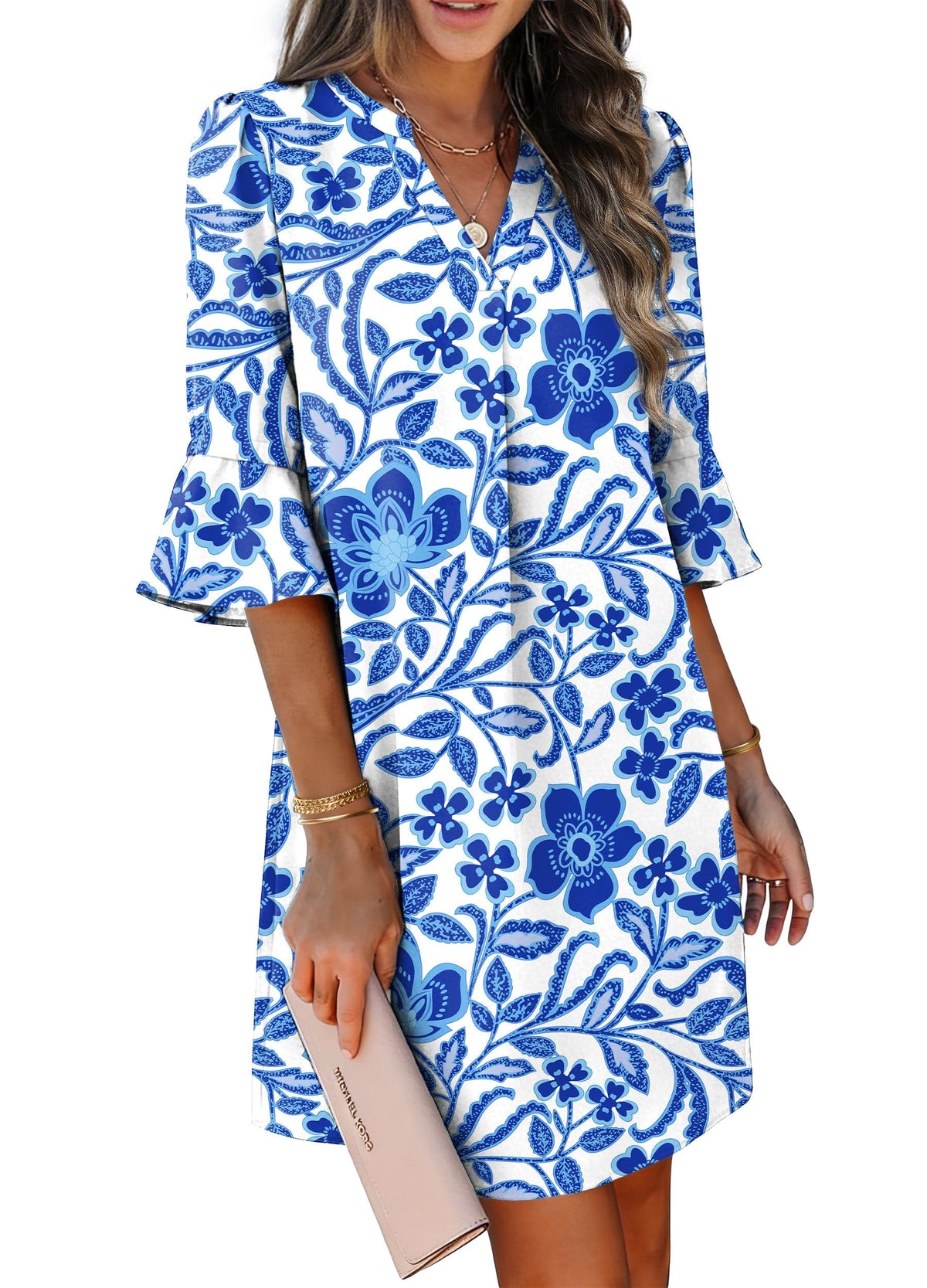 RUMIA Shift Dress for Women Ruffle Sleeve Loose Casual Dress