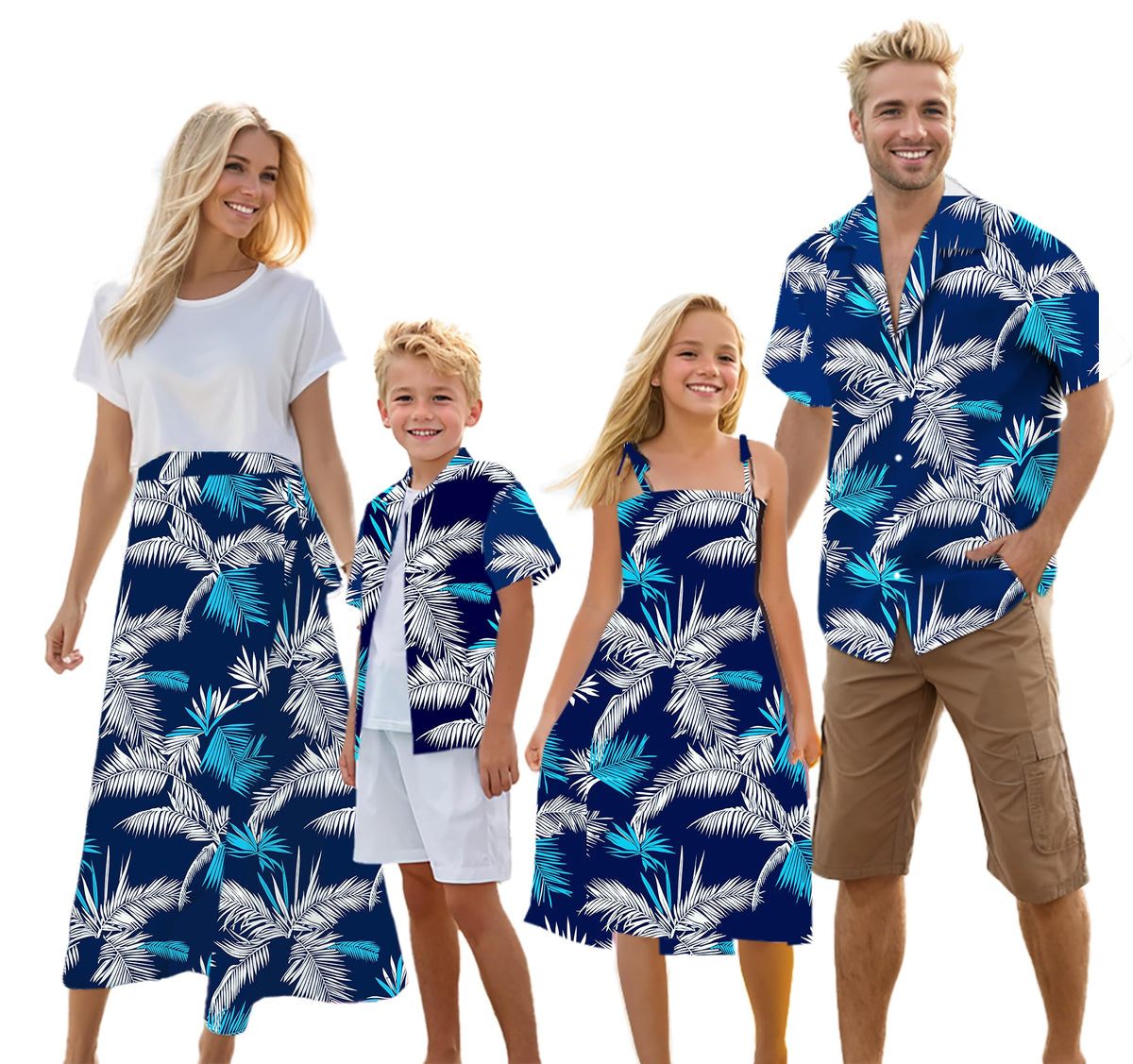Cromoncent Matching Hawaiian Outfits for Family, Dad and Son Matching Luau Beach Tropical Shirts Mommy Daughter Tropical Sets