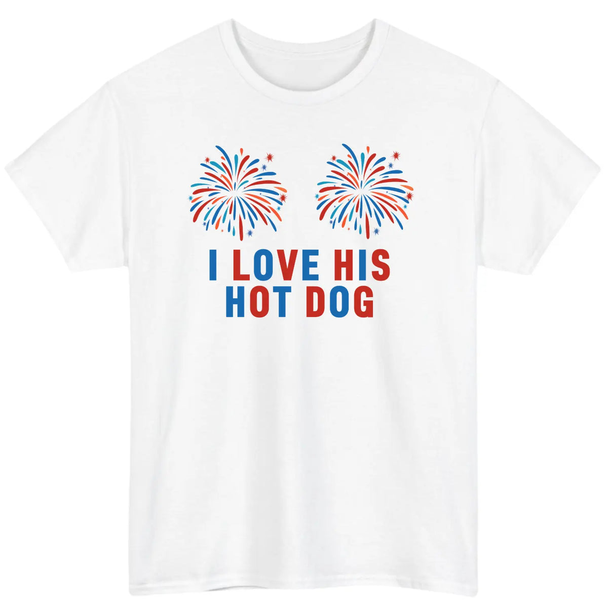 Funny 4th of July Hot Dog Couples T-Shirt – Retro Fireworks Matching Graphic Tee, Independence Day Unisex Cotton Apparel