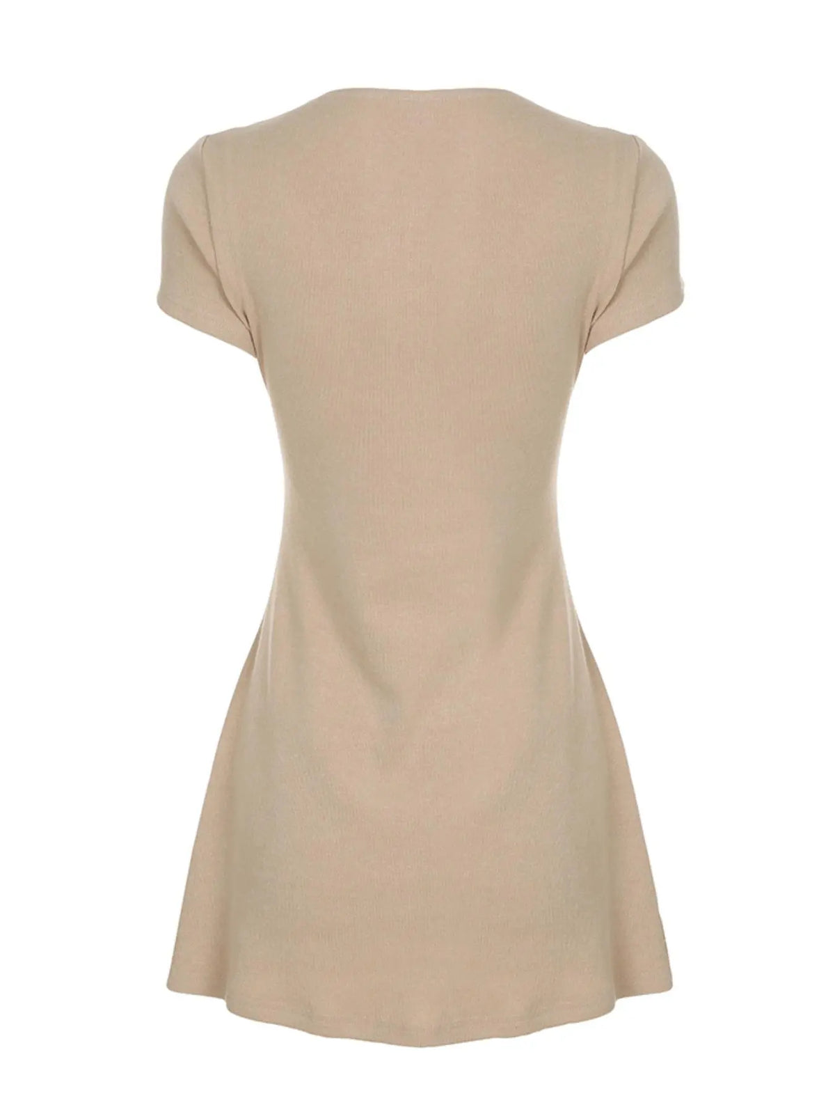 Women's Plain V Neck Knit Dress, Casual Short Sleeve A Line Dress for All Seasons, Ladies Clothes for Daily Wear, Stretchy
