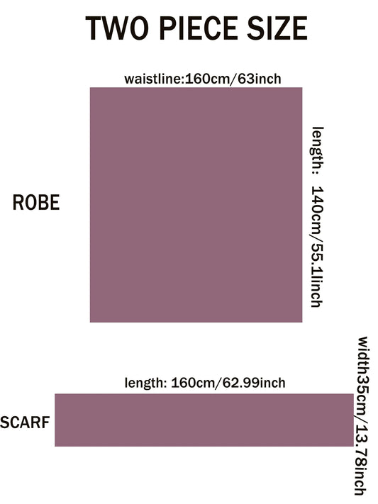 Women's Retro Grid Plaid Caftan Maxi Dress, Two-Piece with Scarf, Flowy Kaftan Robe, Beach Cover-Up, Vintage Bohemian Resort Wear