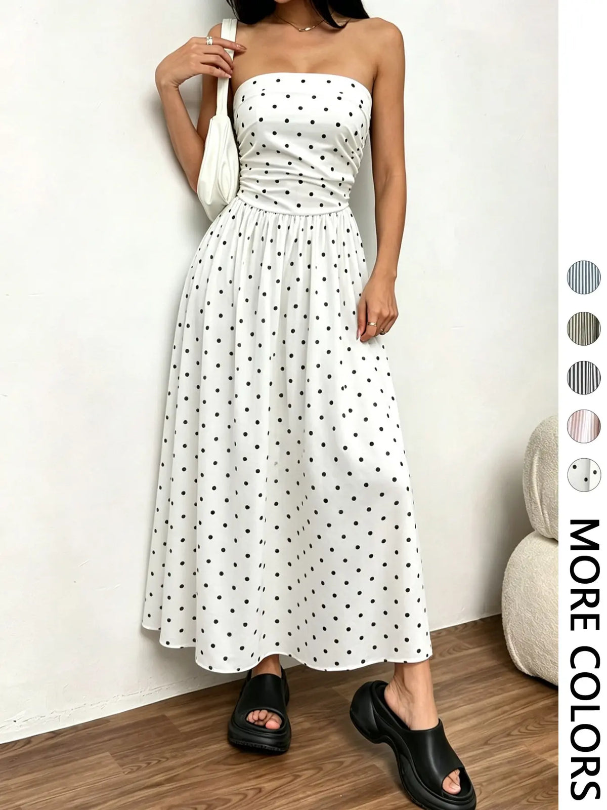 Women's Striped Strapless Tube Dress, Casual Sleeveless Dress for Summer, Fashion Women's Clothing for Daily Wear