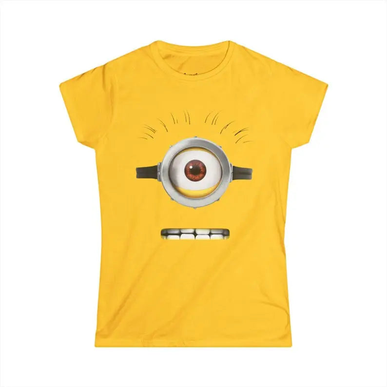 Funny Yellow Cartoon Couple Graphic Tee, One-Eye & Two-Eyes Character Shirt, Casual Cotton Unisex Streetwear #funnytee #cartoonshirt #graphictee #streetwear