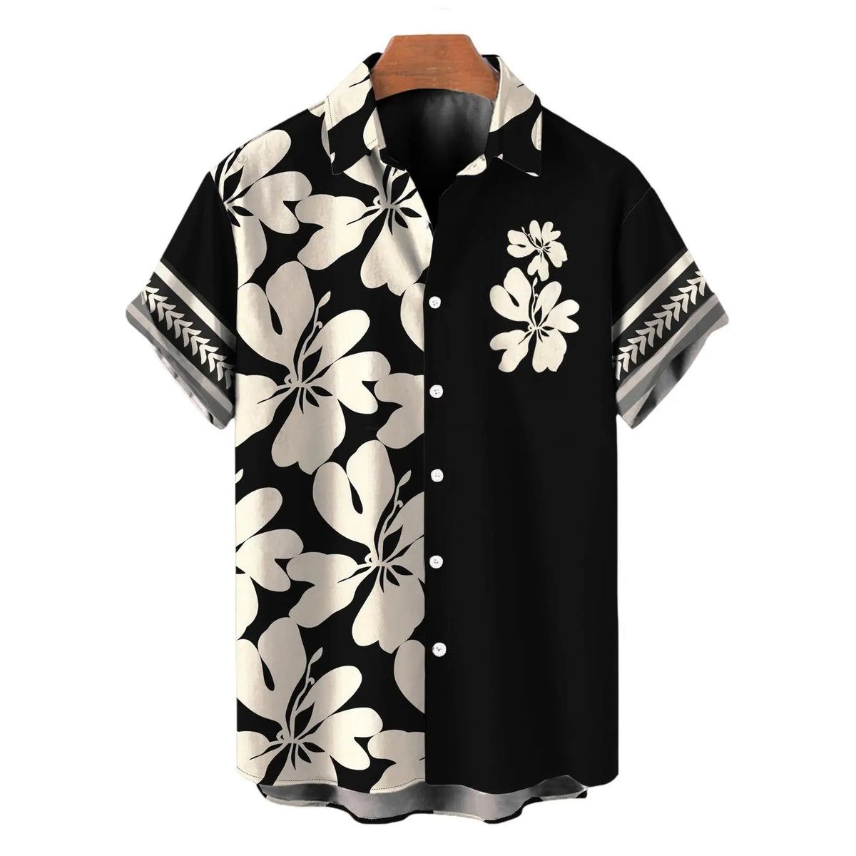 2026 Hawaii Couple Outfit Tribal Hibiscus Floral Print Bowknot Off the Shoulder Jumpsuit and Shirt Set