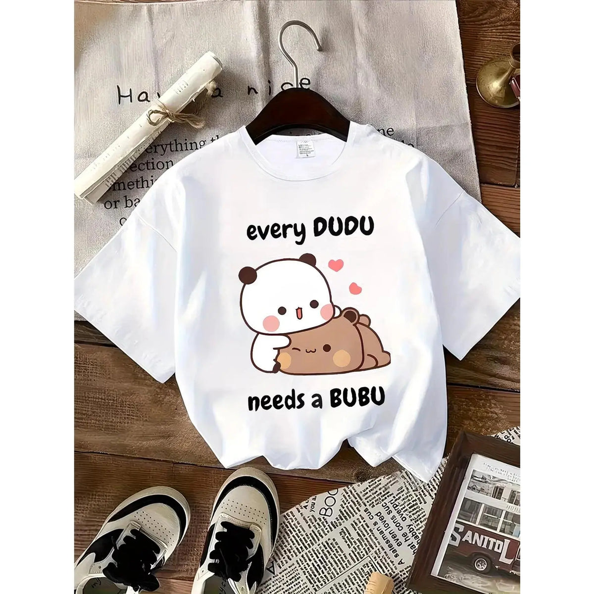 Bubu Dudu Panda Bear T Shirt Women Men Cute Every Dudu Needs A Bubu Graphic Tee Summer Short Sleeve Couple Matching Shirt Top